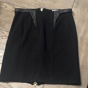 Boston Proper Black Pencil Skirt with Leather Details